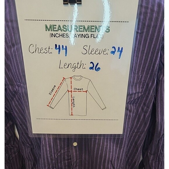 Tailorbyrd Mens Large Long Sleeve Preppy Business Stripe Dress Dark Purple Shirt - Picture 9 of 9